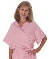 Woman wearing pink robe